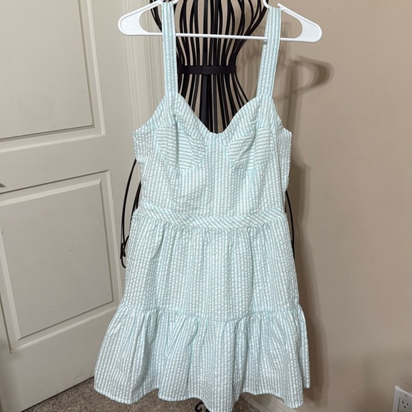 BB Dakota Light Blue and White Striped Sundress - Picture 1 of 9